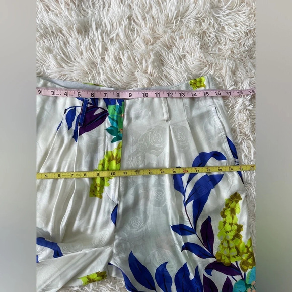 Etro floral print silk viscose blend high rise pockets white size 46/L/10 - Picture 6 of 11